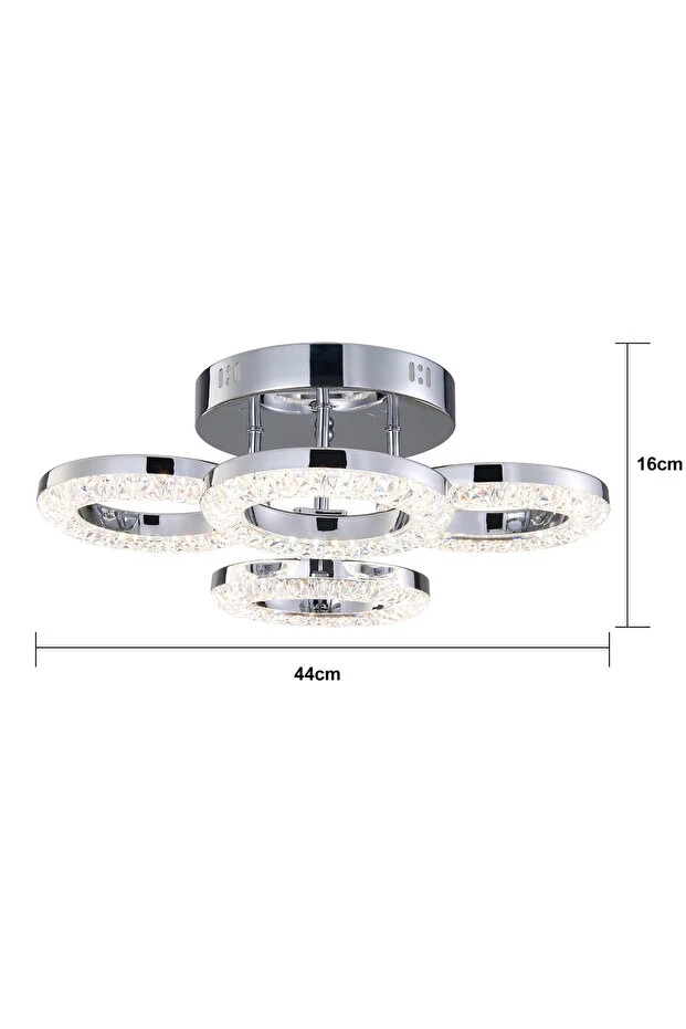 Oylum 4'lü Krom 24 Watt Kristalli Koridor Salon Led Plafonyer Avize